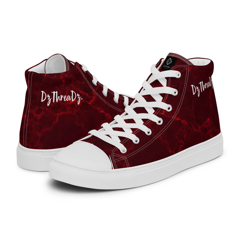 DzThreaDz. Red Marble Men’s high top canvas shoes