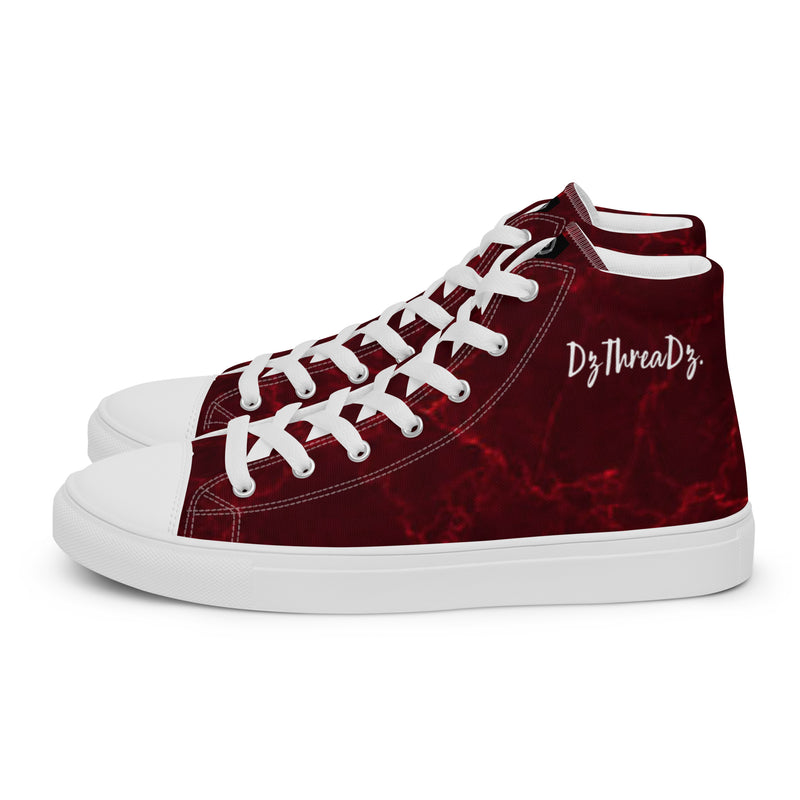 DzThreaDz. Red Marble Men’s high top canvas shoes