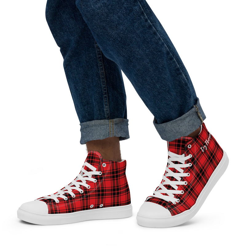 DzThreaDz. Plaid Men’s high top canvas shoes