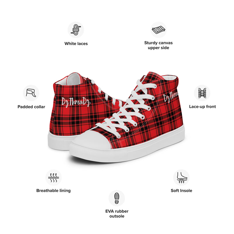 DzThreaDz. Plaid Men’s high top canvas shoes