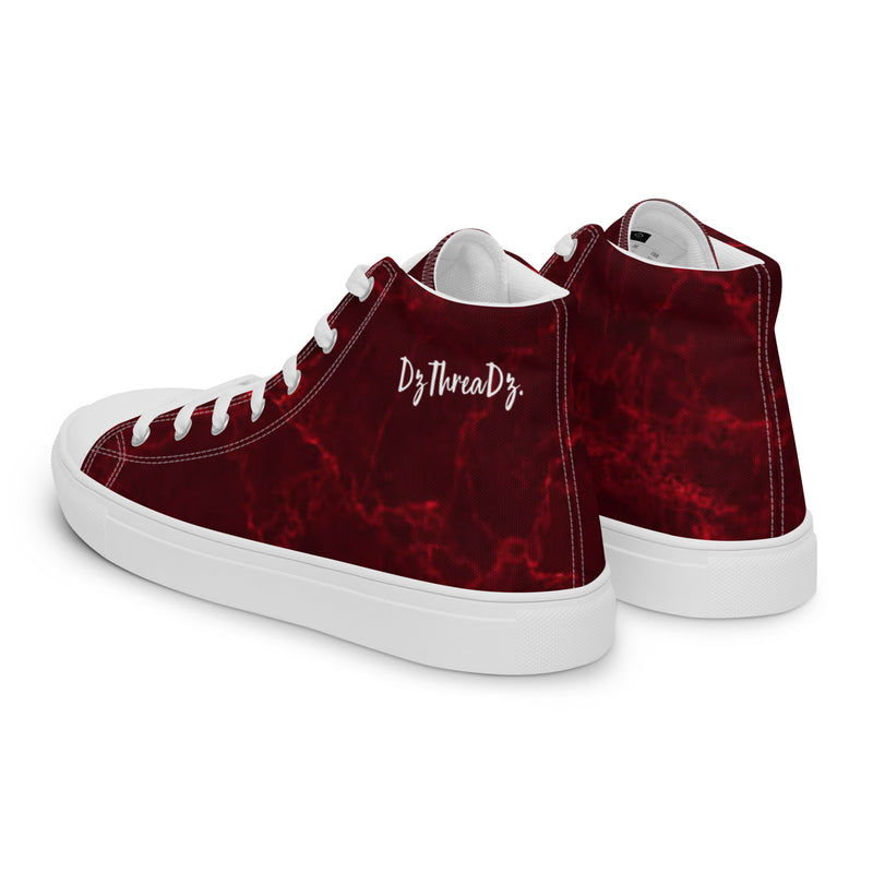 DzThreaDz. Red Marble Men’s high top canvas shoes