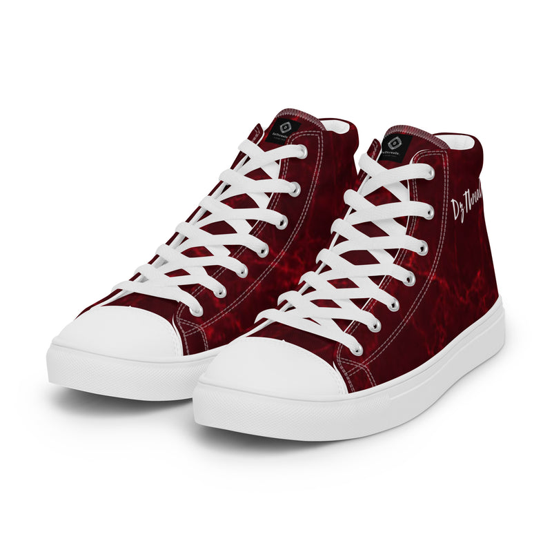 DzThreaDz. Red Marble Men’s high top canvas shoes