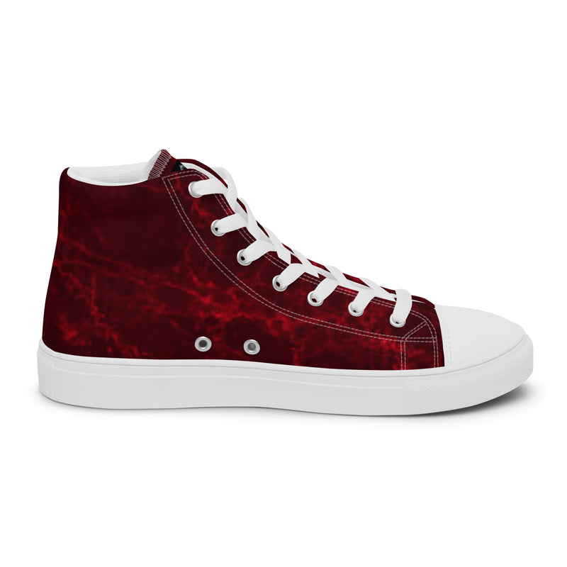 DzThreaDz. Red Marble Men’s high top canvas shoes