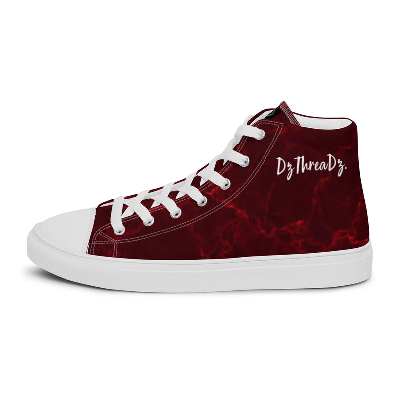 DzThreaDz. Red Marble Men’s high top canvas shoes