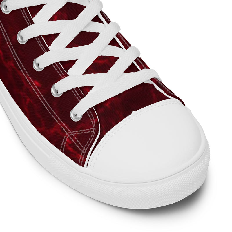 DzThreaDz. Red Marble Men’s high top canvas shoes