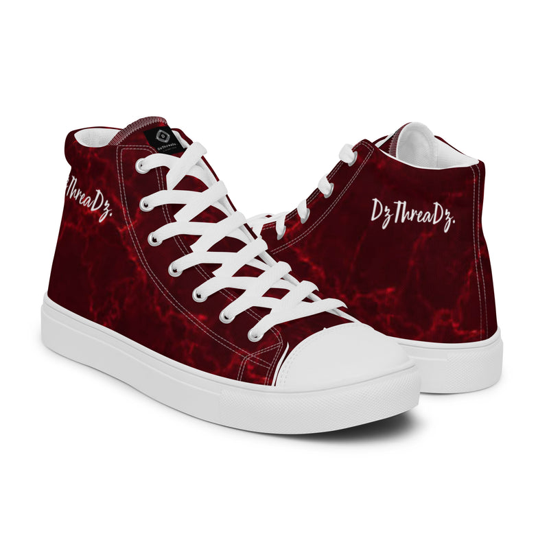 DzThreaDz. Red Marble Men’s high top canvas shoes