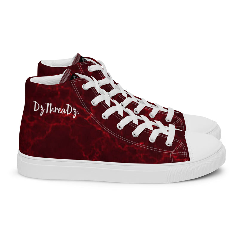 DzThreaDz. Red Marble Men’s high top canvas shoes