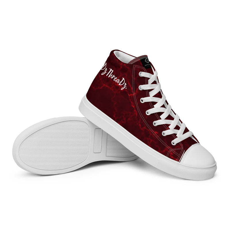 DzThreaDz. Red Marble Men’s high top canvas shoes