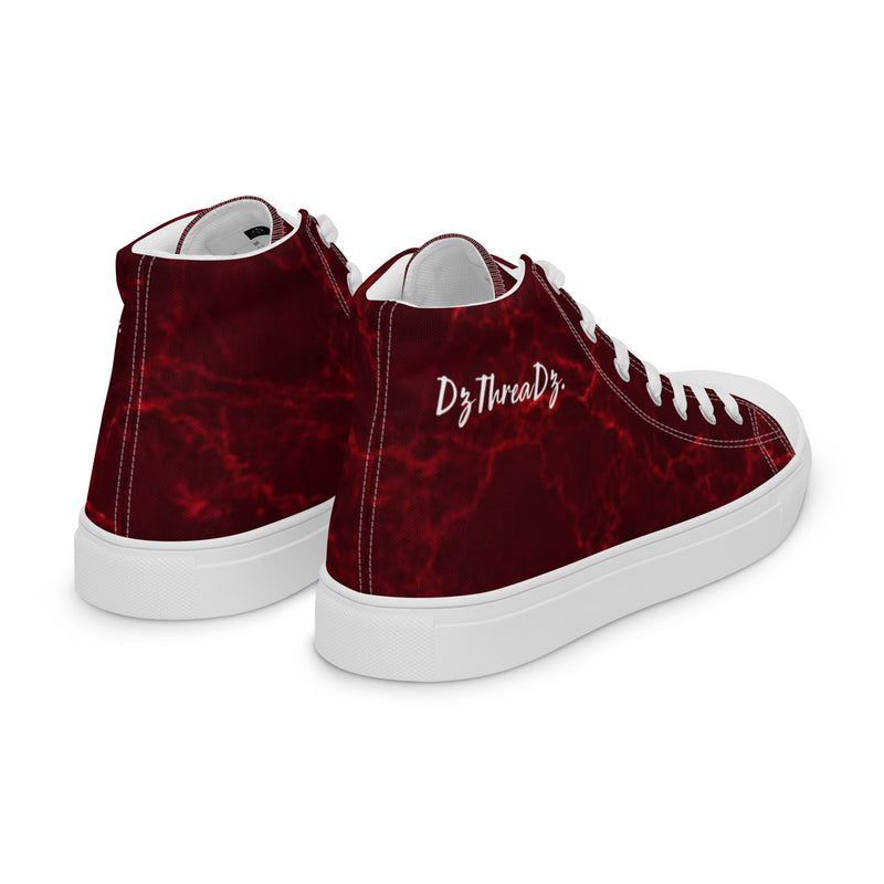 DzThreaDz. Red Marble Men’s high top canvas shoes