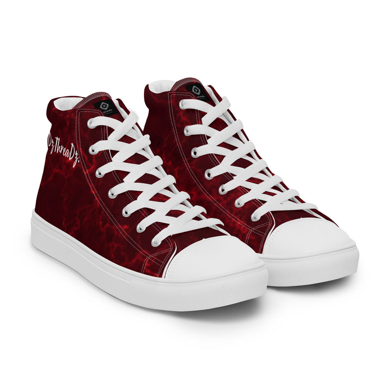 DzThreaDz. Red Marble Men’s high top canvas shoes