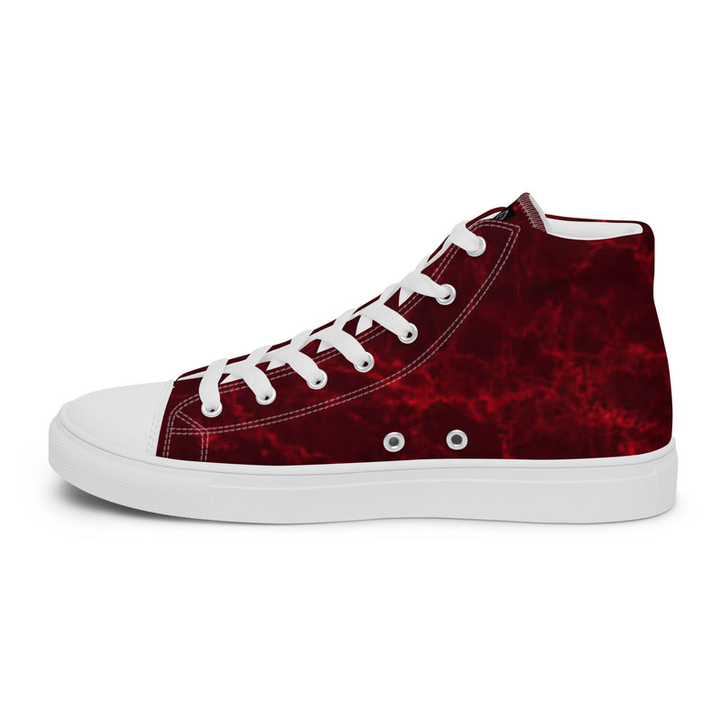 DzThreaDz. Red Marble Men’s high top canvas shoes