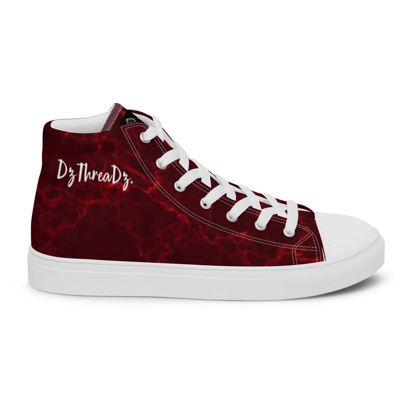 DzThreaDz. Red Marble Men’s high top canvas shoes