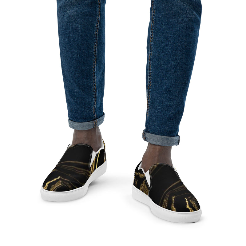 DzThreaDz. Gold Marble Men’s slip-on canvas shoes