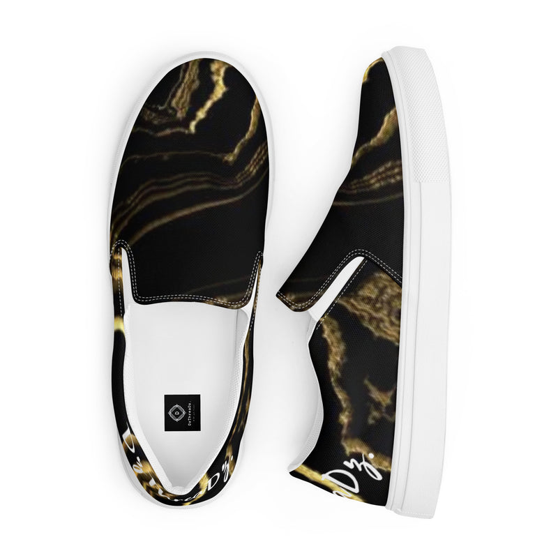 DzThreaDz. Gold Marble Men’s slip-on canvas shoes