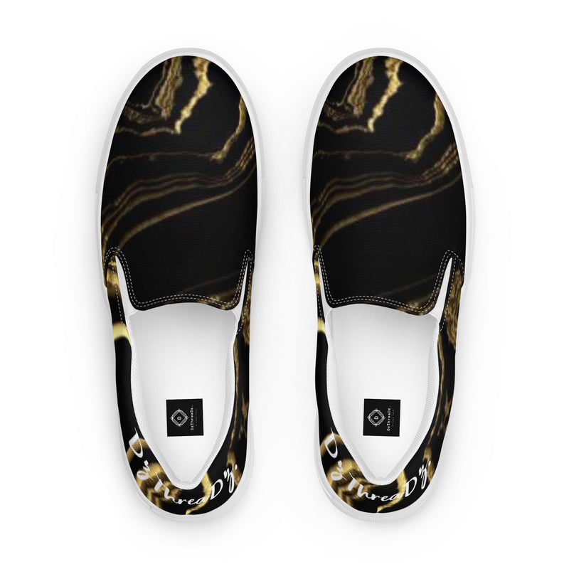 DzThreaDz. Gold Marble Men’s slip-on canvas shoes