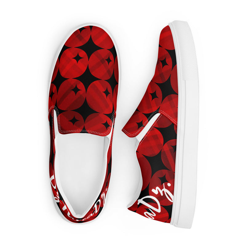 DzThreaDz. Red Men’s slip-on canvas shoes