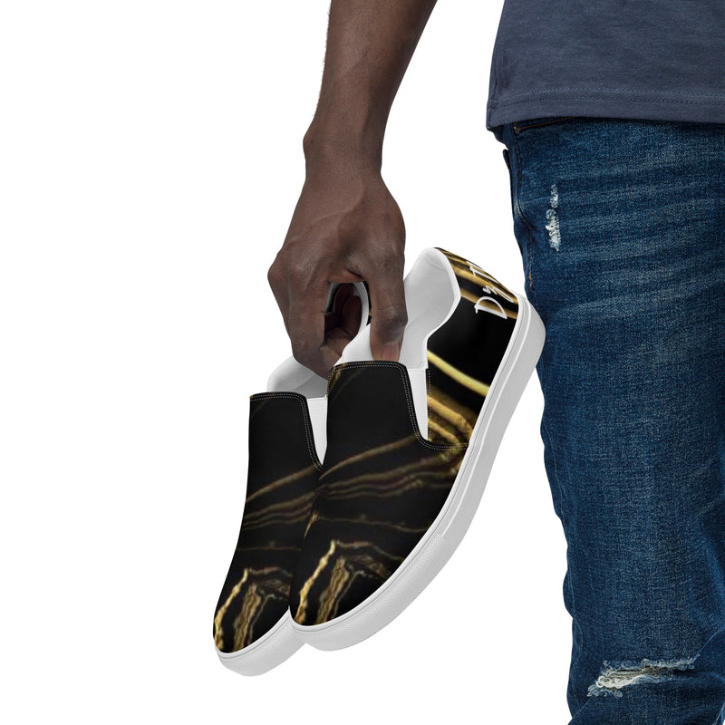 DzThreaDz. Gold Marble Men’s slip-on canvas shoes