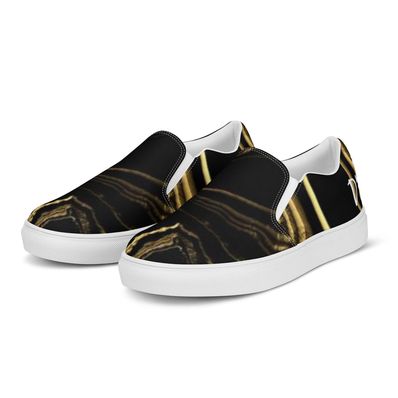 DzThreaDz. Gold Marble Men’s slip-on canvas shoes