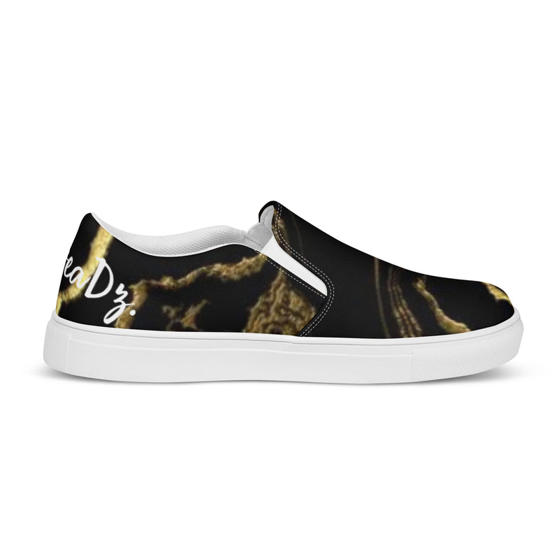 DzThreaDz. Gold Marble Men’s slip-on canvas shoes