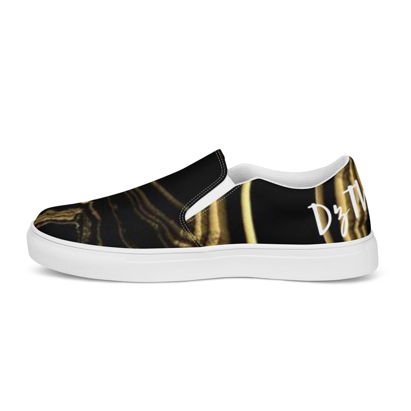 DzThreaDz. Gold Marble Men’s slip-on canvas shoes