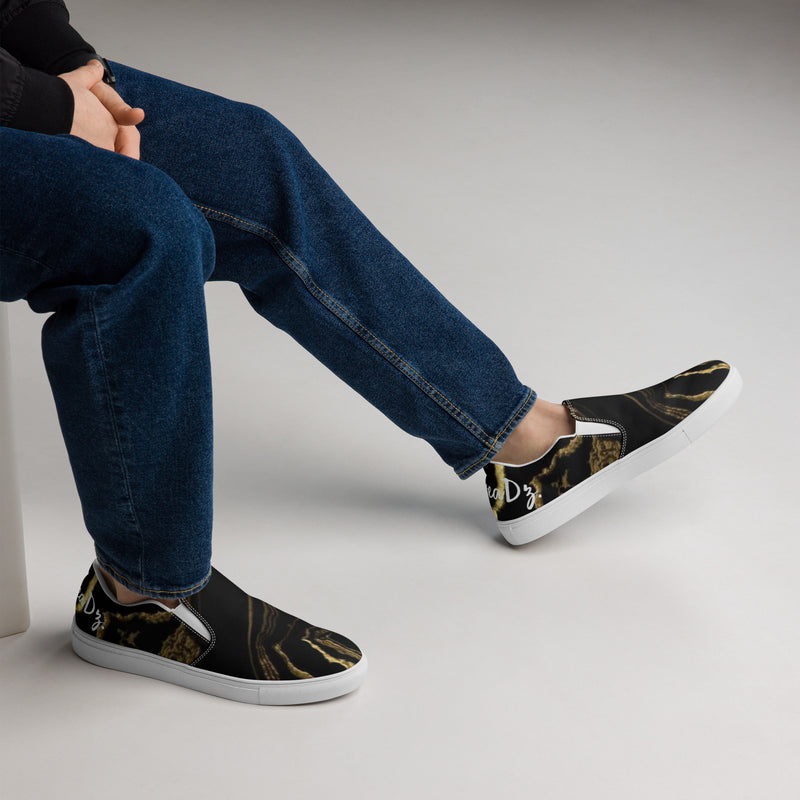 DzThreaDz. Gold Marble Men’s slip-on canvas shoes