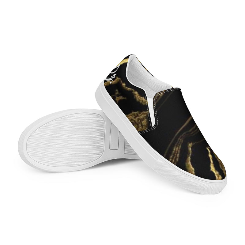 DzThreaDz. Gold Marble Men’s slip-on canvas shoes