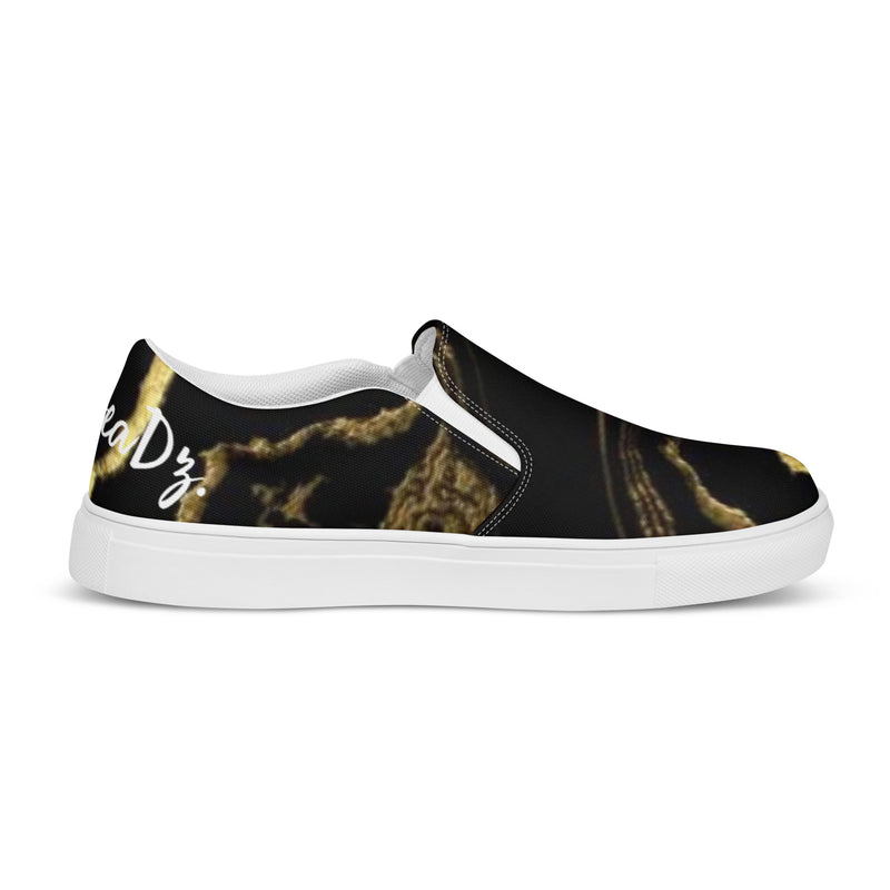 DzThreaDz. Gold Marble Men’s slip-on canvas shoes