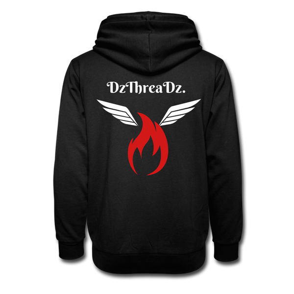 DzThreaDz. Fire Shawl Collar Hoodie - black