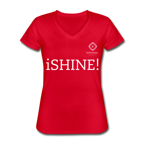 DzThreaDz. iSHINE Women's V-Neck T-Shirt - red