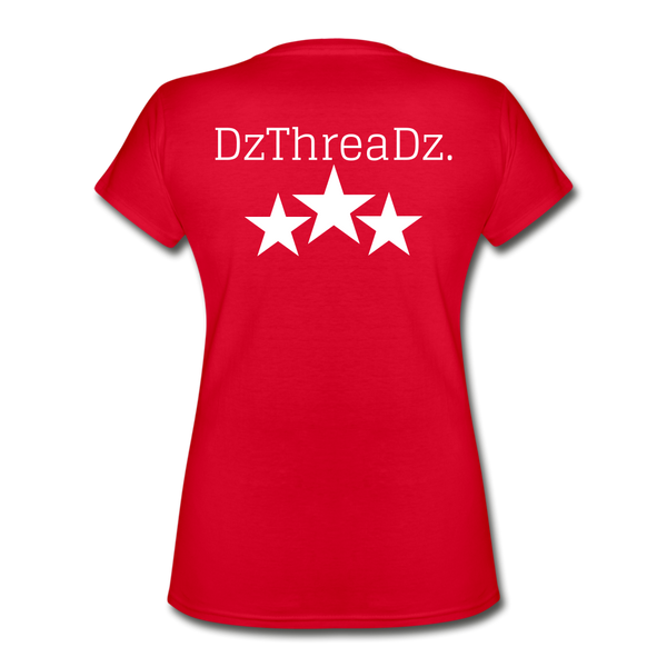 DzThreaDz. iSHINE Women's V-Neck T-Shirt - red