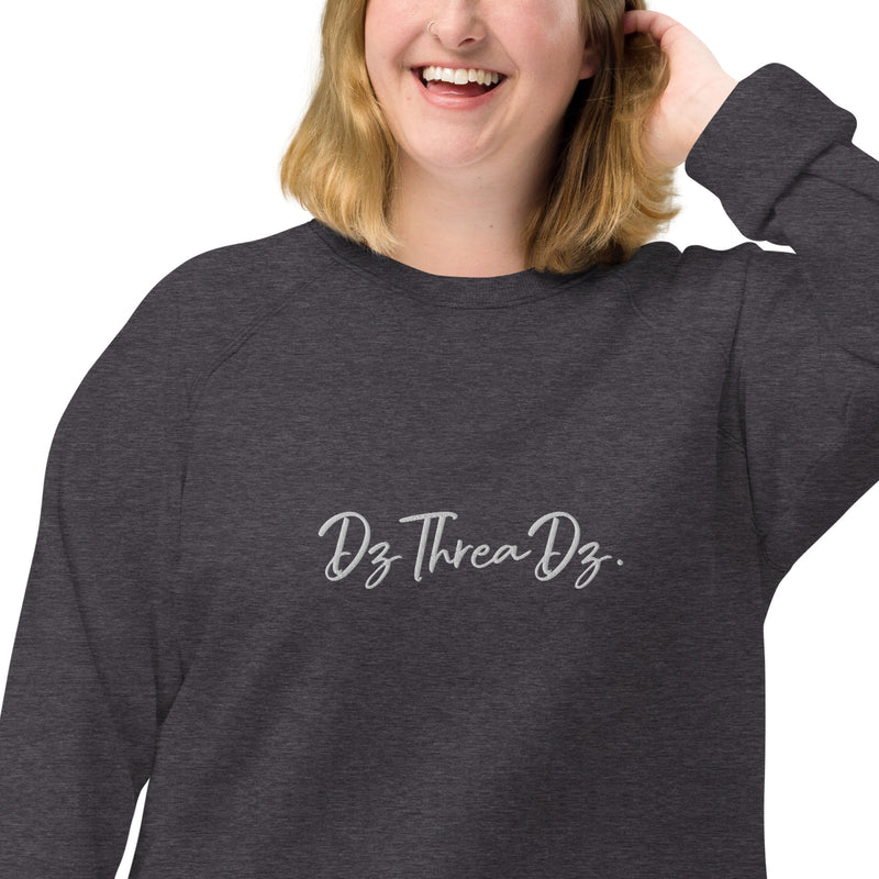 DzThreaDz. Embroidered Unisex organic raglan sweatshirt